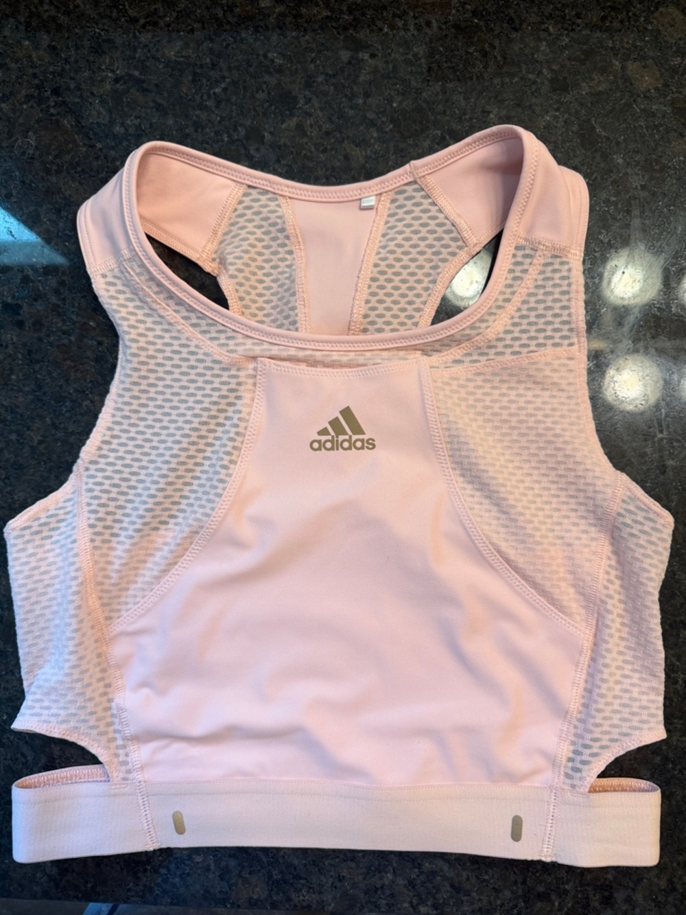 adidas Light Pink Mesh Racerback Sports Bra